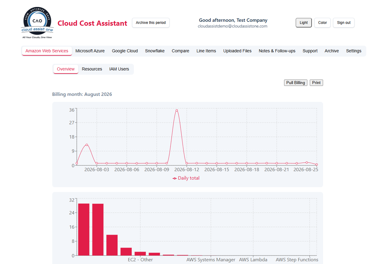 The portal landing page showing a tab for each cloud provider